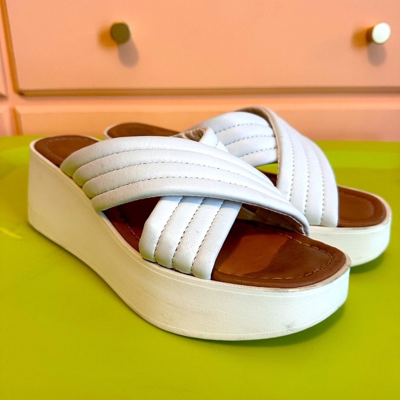 mariella Shoes - Mariella White Leather Platform Sandals 8